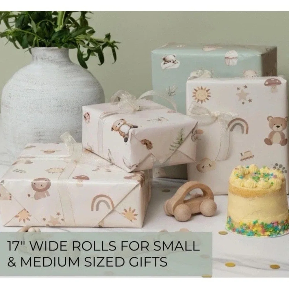 Beautiful‎ Gift Wrapping Paper Rolls for Baby Shower - Cute Set of 3